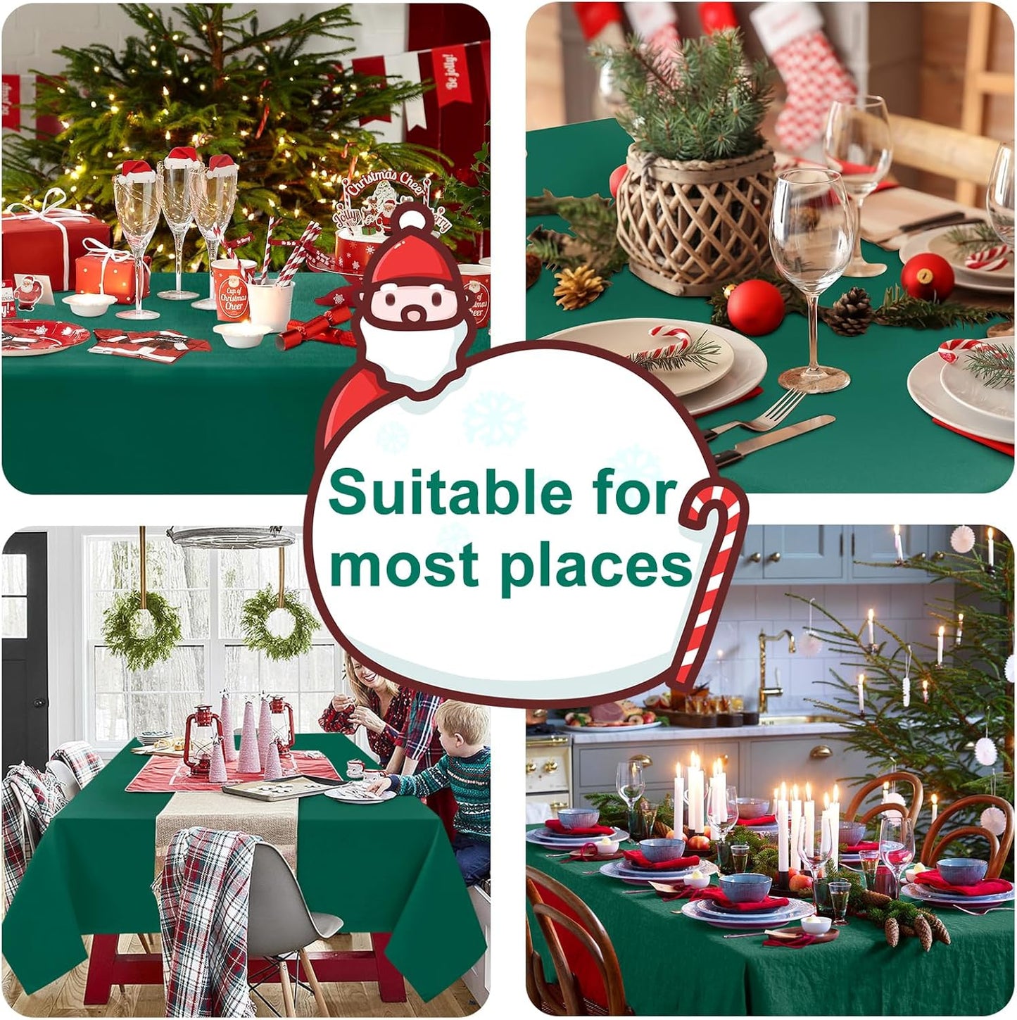 Hiasan Emerald Green Tablecloth for Rectangle Tables - Waterproof Washable Oblong Table Cloth for Dining Kitchen and Outdoor Use, 70 x 120 Inch