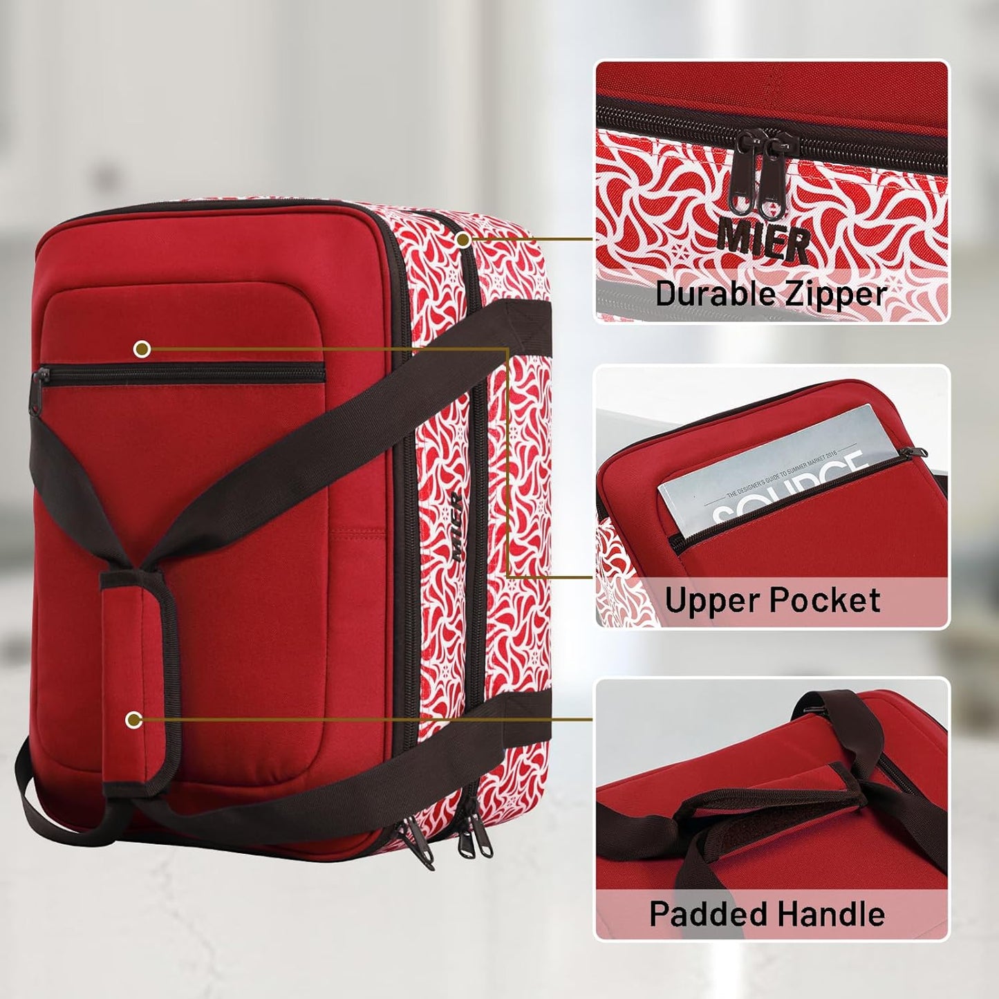MIER Insulated Casserole Carrier Fits 9"x13" Baking Dishes/Foil Pans, Double Food Carriers Bag Thermal Holder for Hot or Cold Food Lasagna Lugger Potluck Parties Picnic Travel, Red