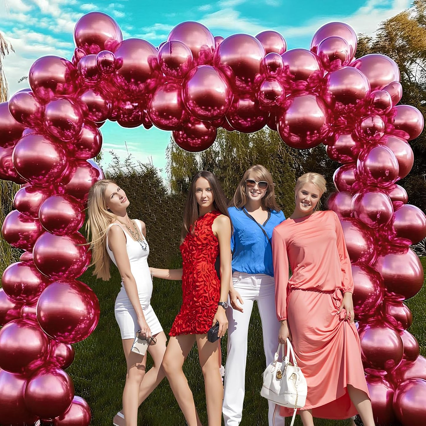 Pink Metallic Chrome Latex Balloons, 150 pcs 5 inches Round Helium Pink Metallic Chrome Balloons for Birthday Baby Shower Wedding Birthday Valentine's Day Party Decorations