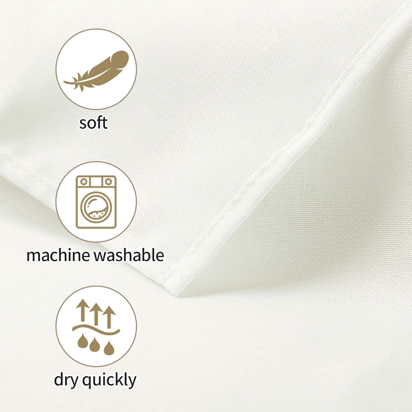 Ascoza 2pack 90x156 Inch Ivory Rectangular Tablecloth 8 Feet Table Cloth in Polyester Fabric for Wedding/Banquet/Restaurant/Parties