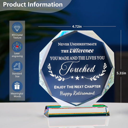Retirement Gifts for Men Women 2025 Happy Retire Present Decorations Crystal Plaque Keepsakes Best Retirement Gift Ideas for Boss Coworker Retired Teacher Doctor