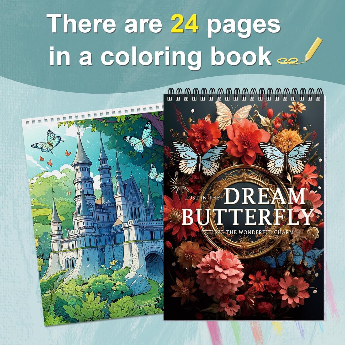 Butterfly Coloring Book for Adult Spiral Bound, Adult Coloring Book for Women Relaxation, 30 Pages One Sided Design Thick Paper Mindfulness Gift for Her, Relieving Books Fun to Color