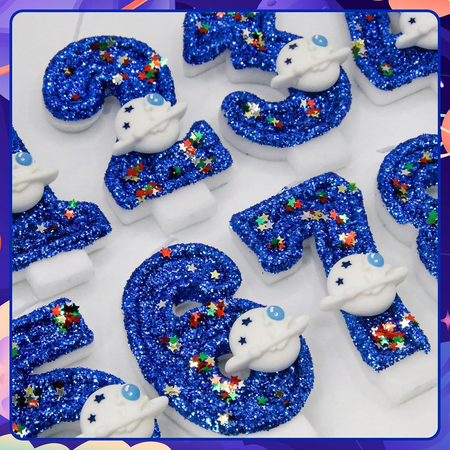 HXOUSE Spaceship Number 8 Birthday Candles - Outer Space Universe Birthday Candles for Cake, 8 Candle Topper for Anniversary Celebrations, Astronaut Rocket Party Decorations for Boys