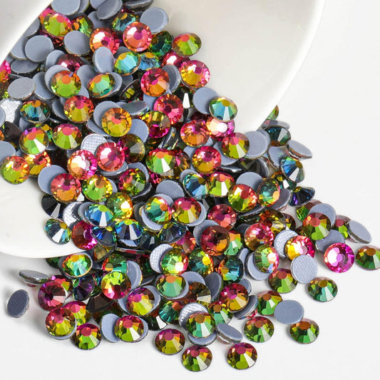 Beadsland Hotfix Rhinestones, 2880pcs Flatback Crystal Rhinestones for Crafts Clothes DIY Decorations, Rainbow, SS8, 2.3-2.5mm