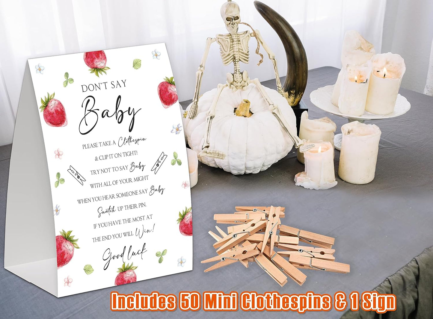 Strawberry Berry Shower Decorations,Don't Say Baby Baby Shower Game,Gender Neutral Baby Shower Decorations,Small Clothespin Game,Baby Shower Ideas,Baby Shower Games 50 Guest,Party Supplies
