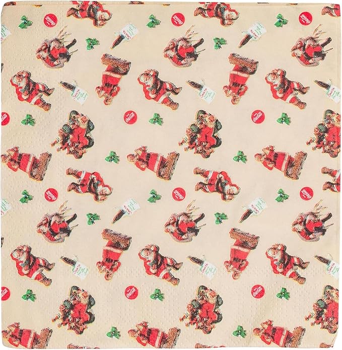 Silver Buffalo Coca-Cola Vintage Santa Christmas Collage 32 Pack Partyware Disposable Paper Plates and Napkins
