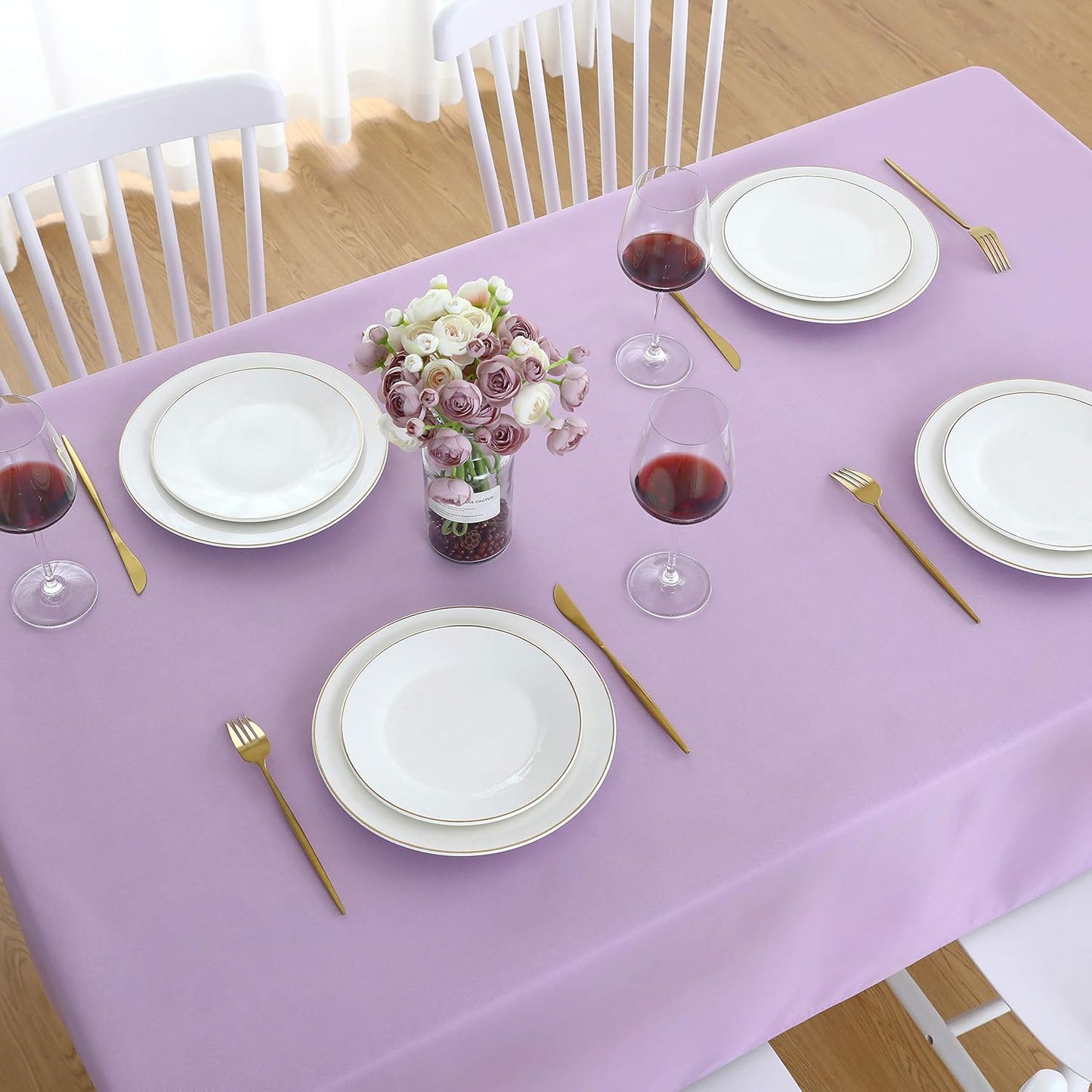 FOLINS&HOME Lavender Square Tablecloth 60 x 60 Wrinkle Free Waterproof Polyester Table Cloths, Spillproof Heavy Duty and Washable Table Cover for Party, Banquet, Indoor and Outdoor-Rectangle/Oblong