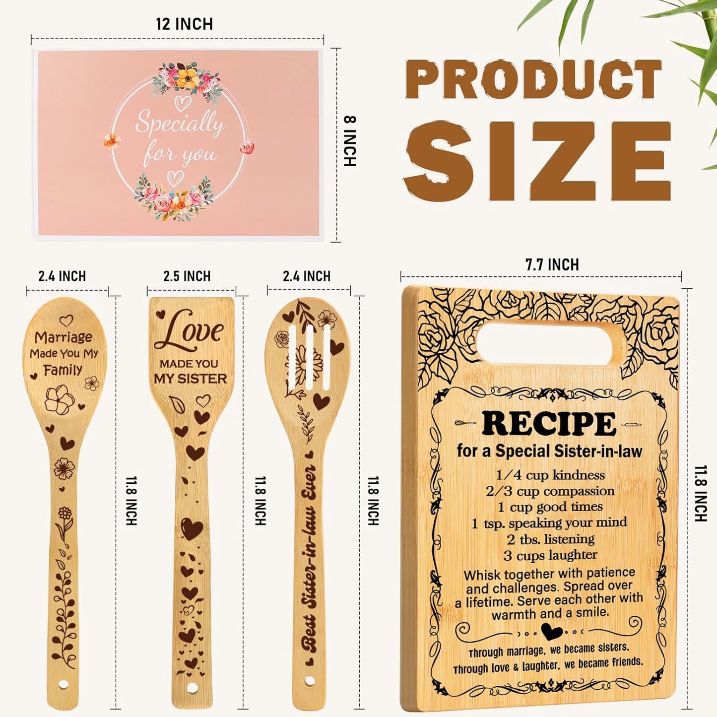 Sister in Law Birthday Gifts, Best Sister in Law Gifts from Sister, Cutting Board Set Gift for Sister-in-Law, Sister-in-Law Gifts for Mother's Day Wedding Christmas