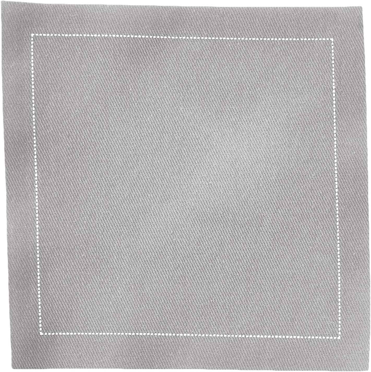 Signature Napkins 100% Cotton Cocktail Napkin, 50-Pack, 4.5" x 4.5", Grey, Gray