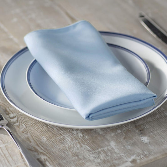 LA Linen 10-Pack Poly Poplin Napkin, Soft Cloth Napkins, Washable Reusable Napkins, Stain and Wrinkle Resistance Table Napkins for Dinner, Wedding, Parties, 17 by 17-Inch, Blue Light