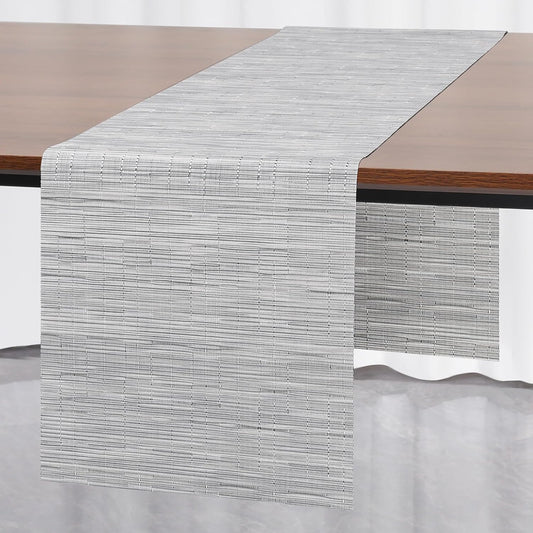 Myir JUN Table Runner, Vinyl Table Runner Indoor 55 Inch Long Arbitrarily Cropped Runner for Table Heatproof for Home Party (Silver, 15 x 55 inch)