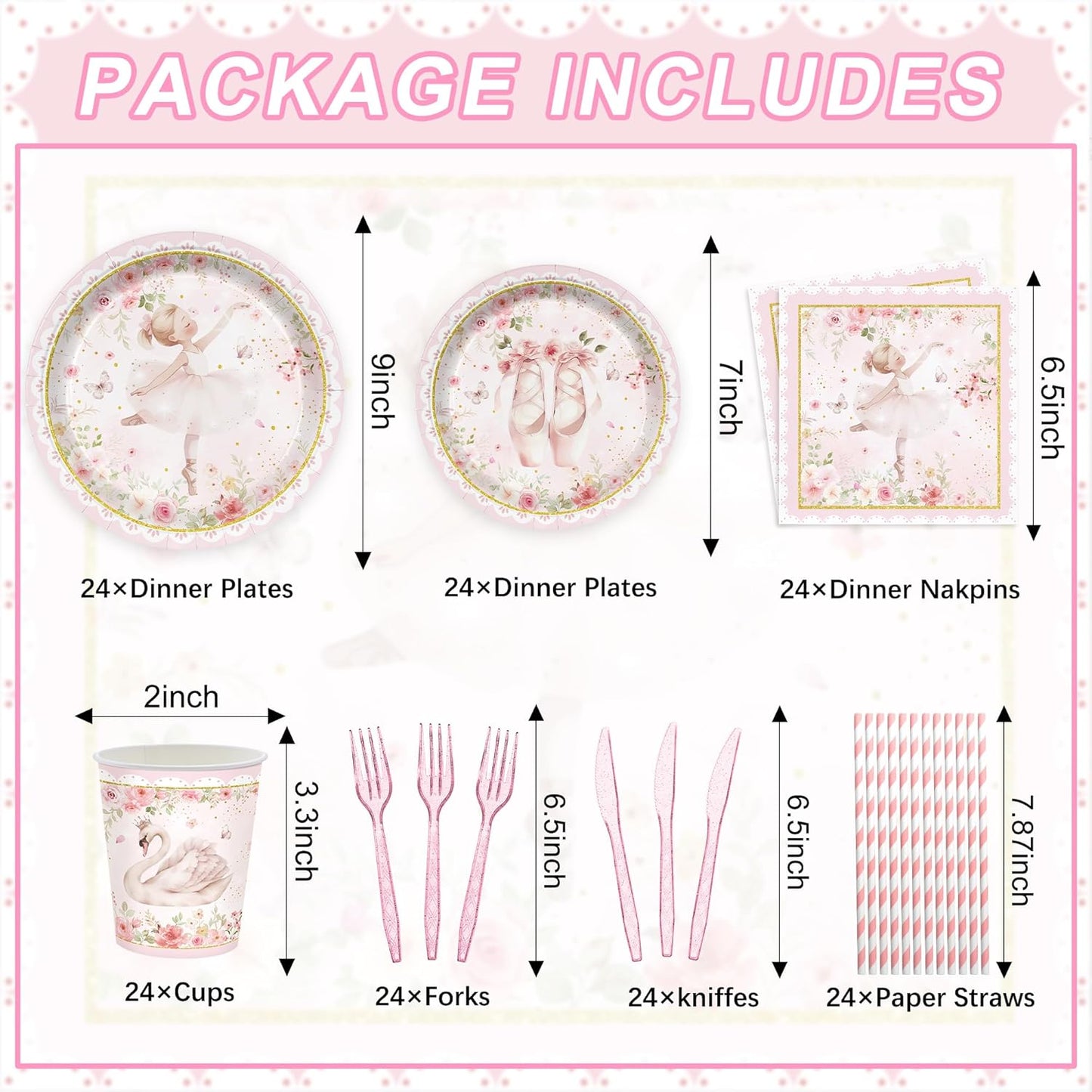 168PCS Princess Party Supplies for Girls Plates and Napkins for Birthday Party Star Themed Baby Shower Paper Plates Tableware 24 Guests