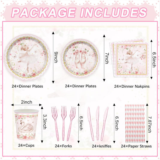 168PCS Princess Party Supplies for Girls Plates and Napkins for Birthday Party Star Themed Baby Shower Paper Plates Tableware 24 Guests