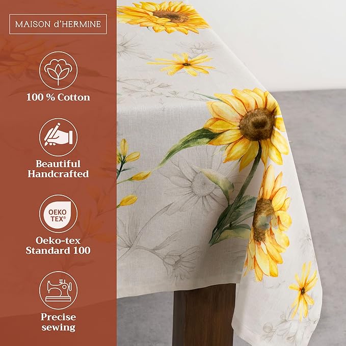 Maison d' Hermine Table Cloth Rectangle Table 100% Cotton 70 x 90 Inches Tablecloth Reusable Decorative for Dining Room Farmhouse Home Valentines Day Decorations Spring Summer - Candice