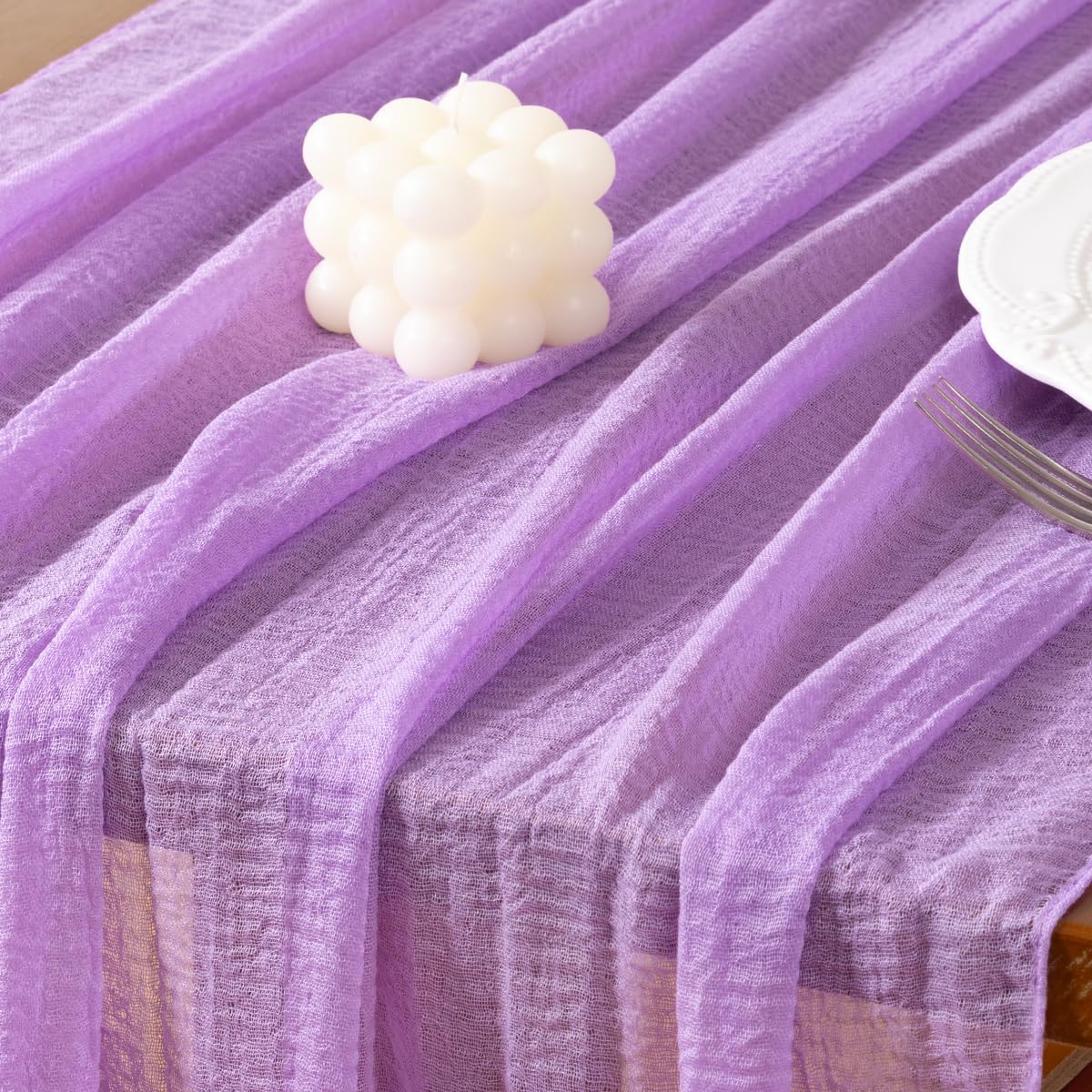 Socomi Lilac Purple Fall Thanksgiving Cheesecloth Table Runner Gauze 120 Inch Rustic Boho Cheese Cloth Runner for Wedding Party Baby Bridal Shower Centerpiece Decoration Holiday Home Decorations