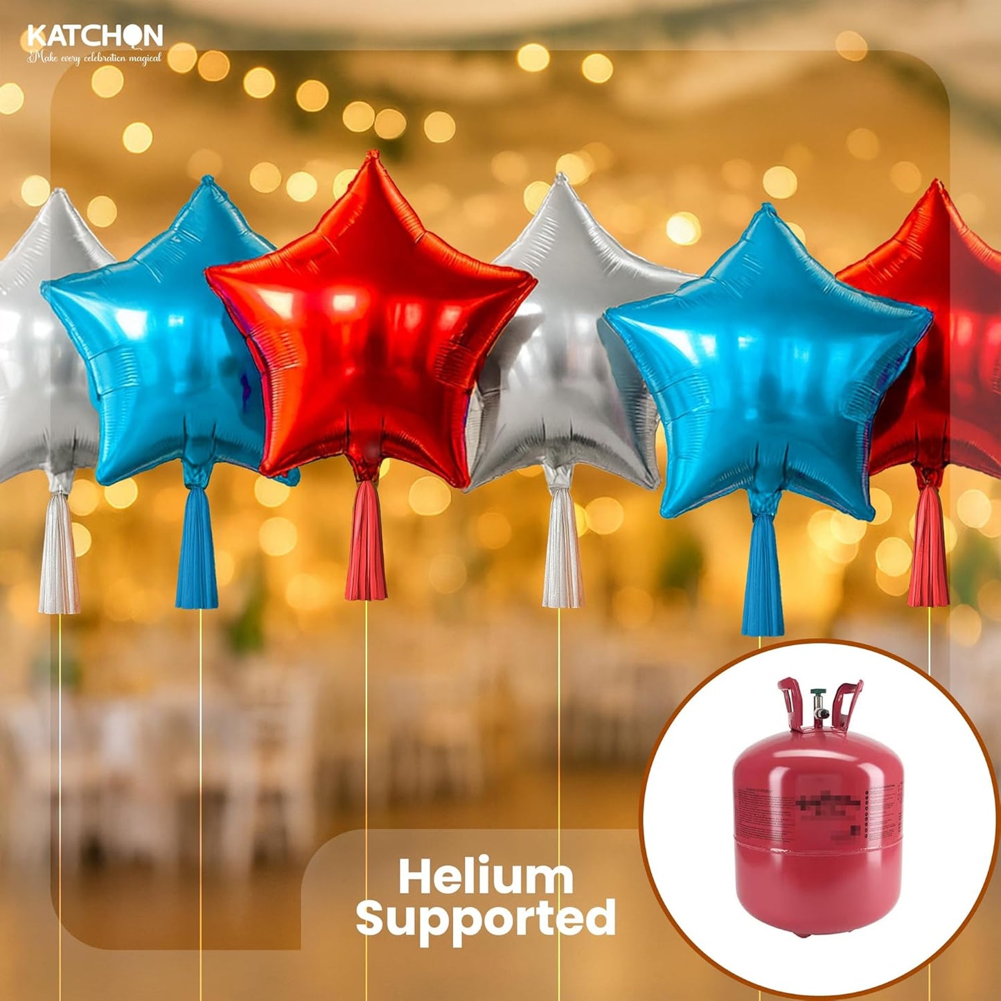 KatchOn, Huge, Red White and Blue Star Balloons - 18 Inch, Pack of 12 | Electoin Day Decorations Foil Star Balloons | For Patriotic Celebrations, USA Celebrations, Election Day Party Decorations