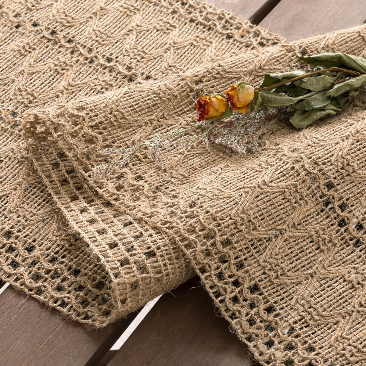 Socomi Boho Table Runner Fall Thanksgiving Farmhouse Burlap Jute Bamboo Rustic Dining Kitchen Centerpiece Decor Small Macrame Woven Coffee Table Runner for Dresser Scarf Home Decor 12x48 inch
