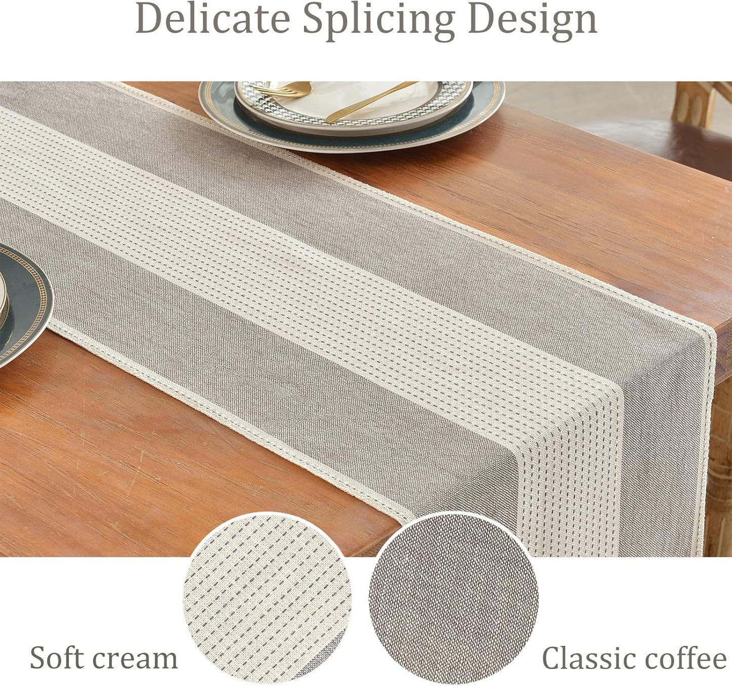 Wracra Linen Table Runner, Farmhouse Macrame Table Runners 48 Inches Long for Dining Table Decor, Wedding, Party and Dresser Decor (Dark Coffee,48")