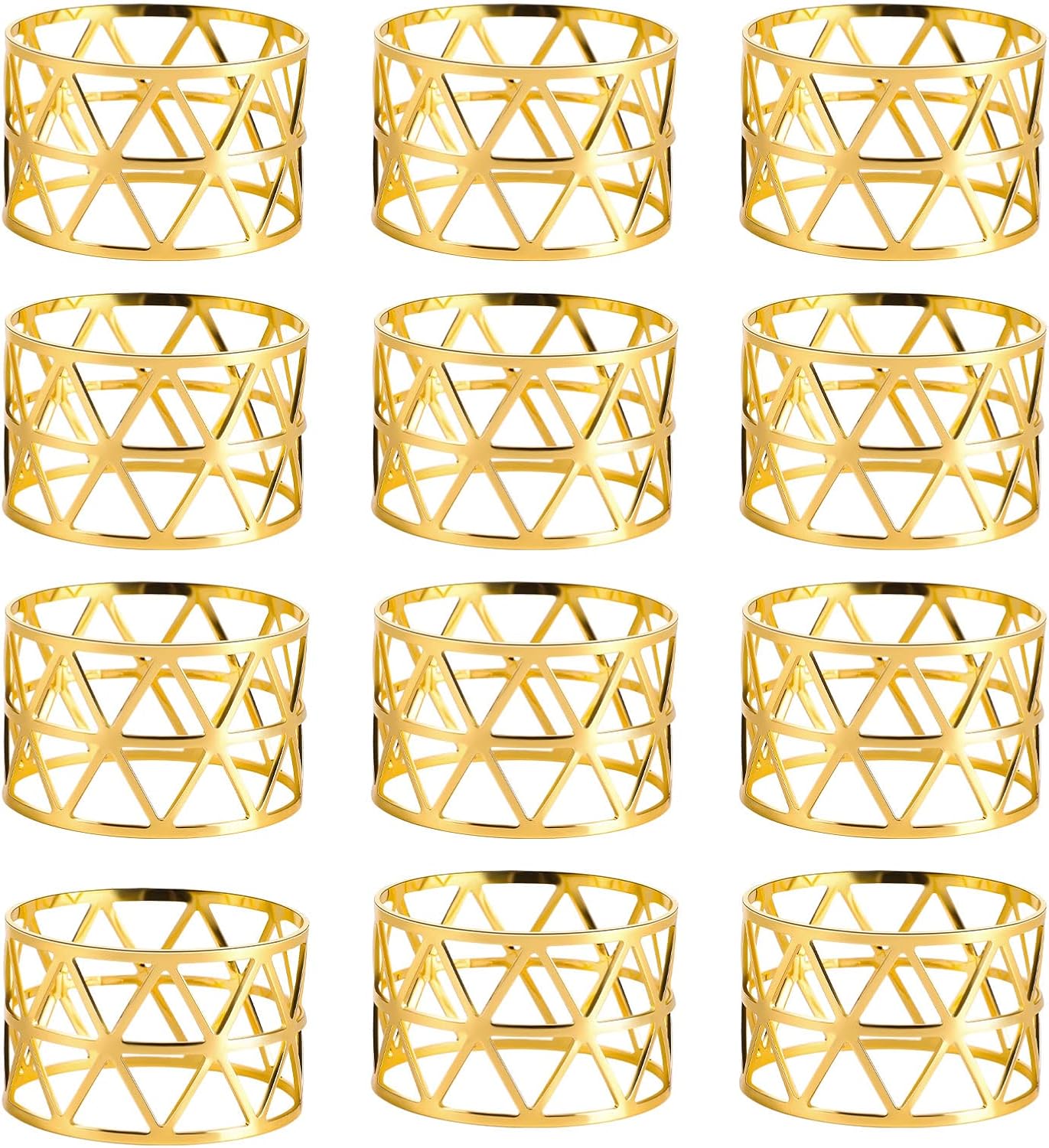 12 Pcs Gold Napkin Rings - Set of 12 Metal Napkin Ring Holders for Party Table Settings