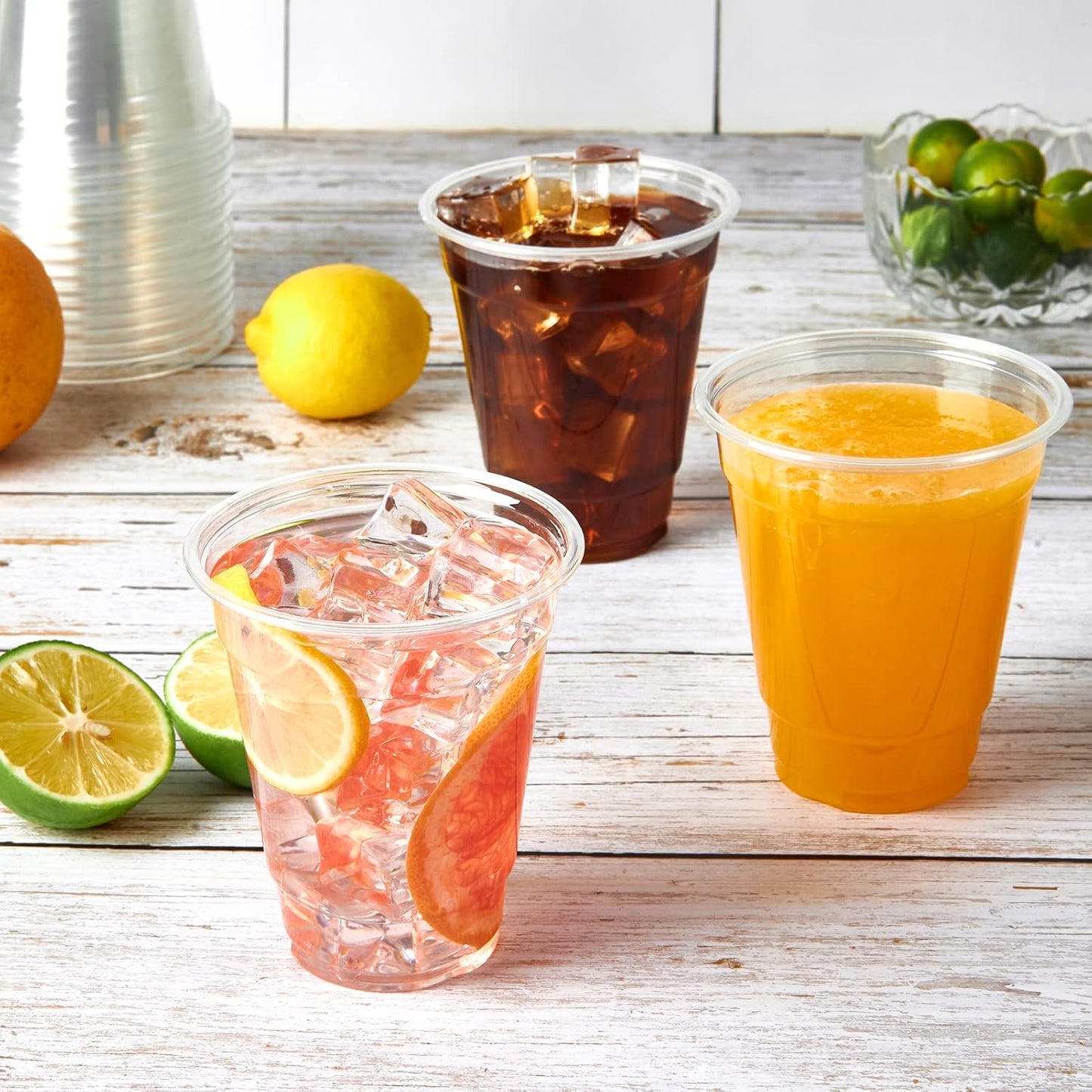 Turbo Bee 100 Pack 12 OZ Clear Plastic Cups, Disposable Crystal Plastic Party Cups for Iced Coffee, Smoothie, Slurpee, or Any Cold Drinks