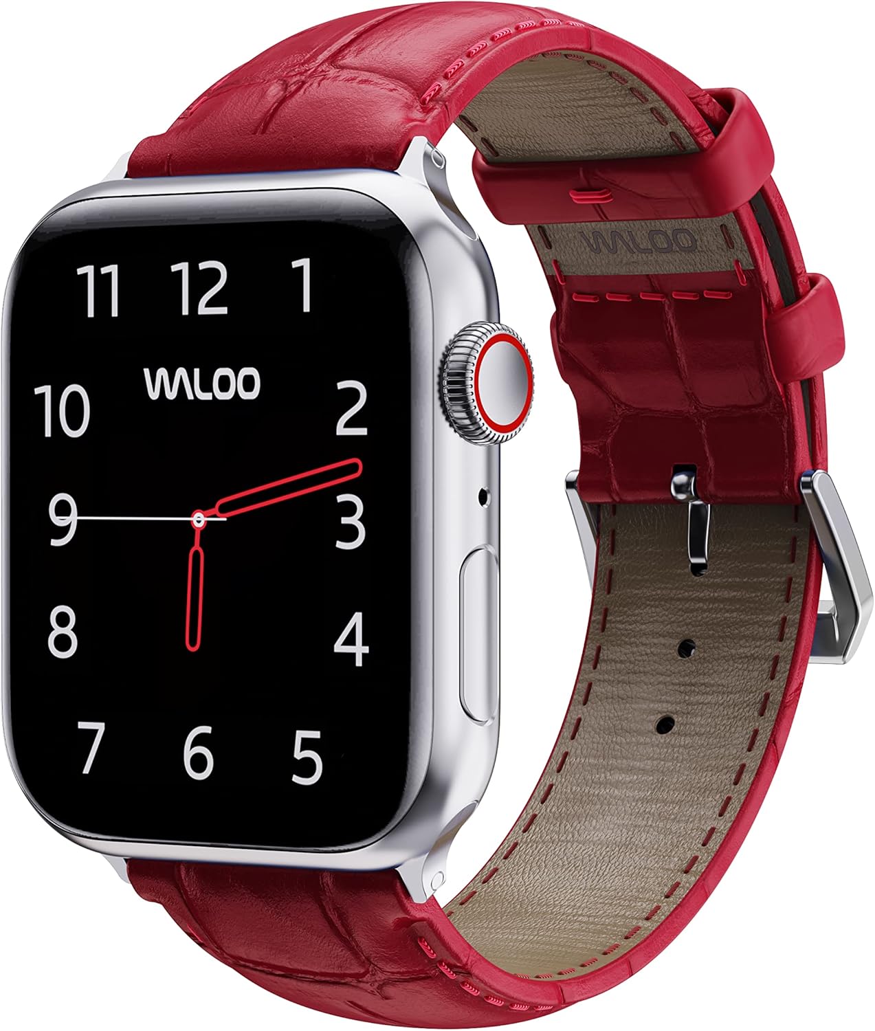 Waloo Genuine Leather Crocodile Embossed Design Alligator Replacement Watch Band Compatible With Your Apple Watch Series 10/9/8/7/6/5/4/3/2/1/SE/Ultra Fits Sizes 38mm, 40mm, 41mm, 42mm, 44mm, 45mm, 46mm, 49mm
