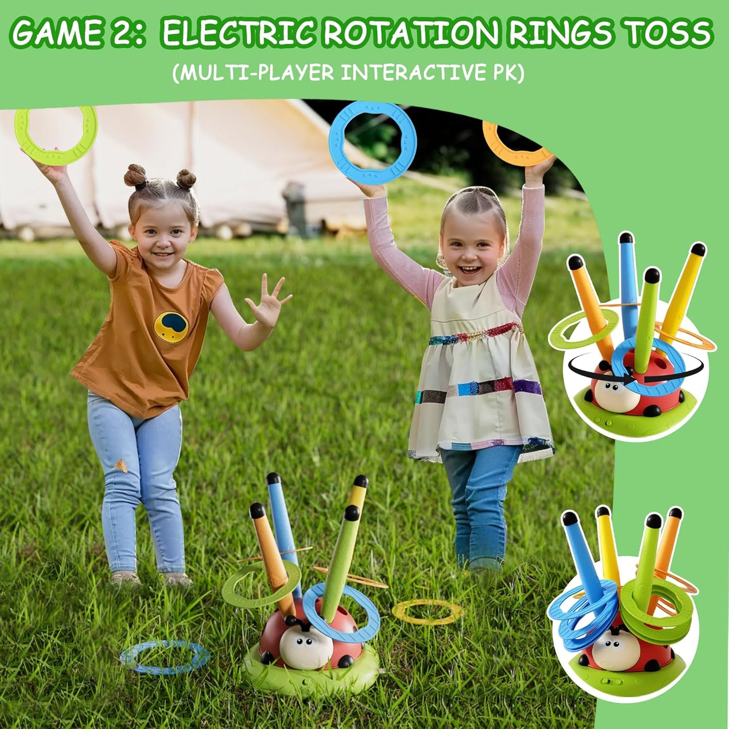 5 in 1 Musical Jump Toys, Toss Ring Game Stomping Launch Rocket Launcher for Kids, Obstacle Avoidance & Jump Squating Toy Games Remote Control Outdoor & Indoor Toys for Ages 4-8 8-13