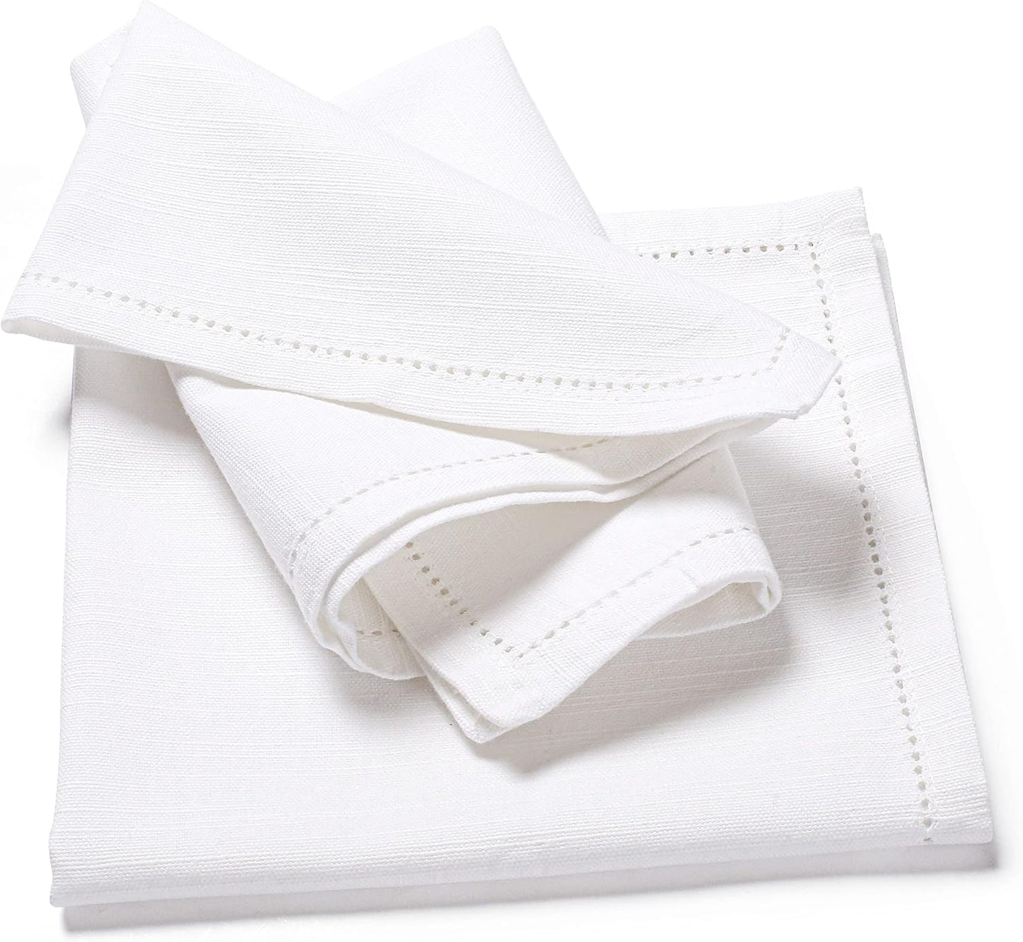 Bedding Craft White Cotton Cloth Dinner Napkins Set of 12 – 16x16 Reusable Machine Washable Fabric Napkins – Perfect for Weddings, Holidays, Thanksgiving & Everyday Dining