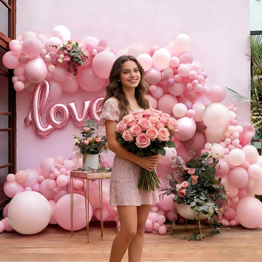 Pastel Pink Balloons Latex Light Baby Pink Balloon Garland Arch Kit Different Sizes for Birthday Baby Shower Winter Bridal Prom Party Decorations