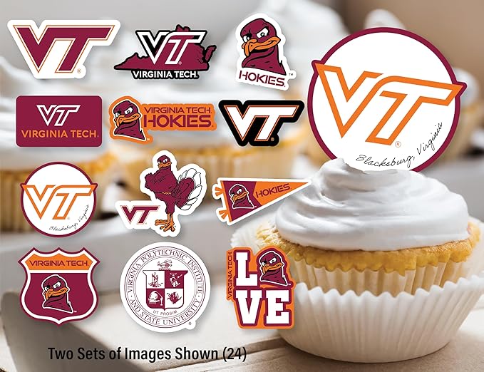 Party Supplies for Football, Birthday Gift, Graduation Party Banner and Cake Toppers (42 Pieces) (Virginia Tech Hokies)