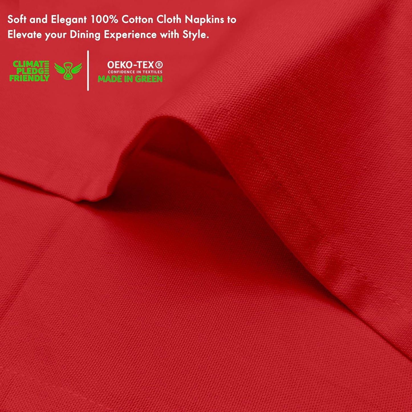Ruvanti Premium Cloth Napkins Set of 6, 18x18 Inches, 100% Cotton, Washable, Soft & Absorbent, Perfect for Wedding, Christmas, ‎Thanksgiving Dinners - Flame Scarlet