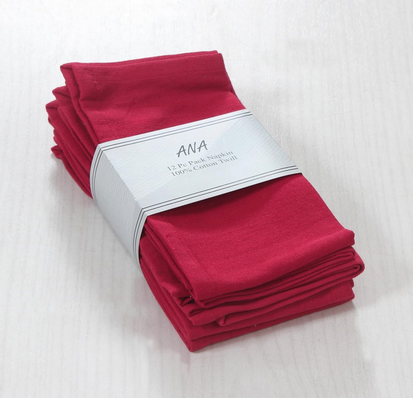 ANA Cloth Napkins Set of 12 (17.5x17.5) inch 100% Cotton Dinner Napkin Washable Hotel Quality Reusable Kitchen & Table Linen for Fall Thanksgiving Family Dinners Weddings & Everyday Use - Burgundy