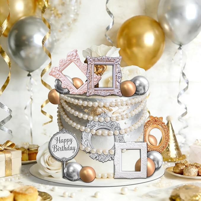Photo Frame Cake Topper Custom Cake Topper, Vintage Ornate Frames for Birthday Wedding Party