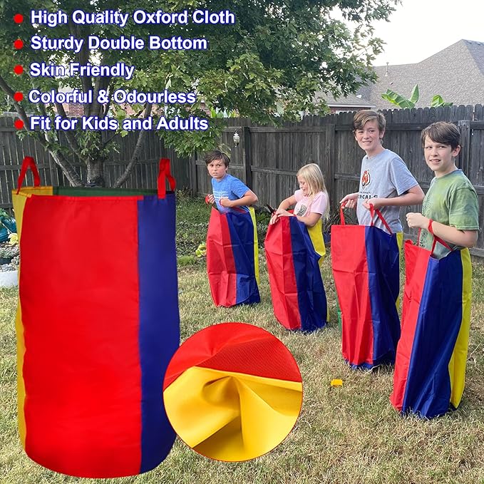 CWLAKON 6 Pack Potato Sack Race Bags for Kids Adults Family Outdoor Field Day Birthday Party Yard Backyard Camping Picnic Easter Fall Themed Thanksgiving Halloween Christmas 4th of July Party Games