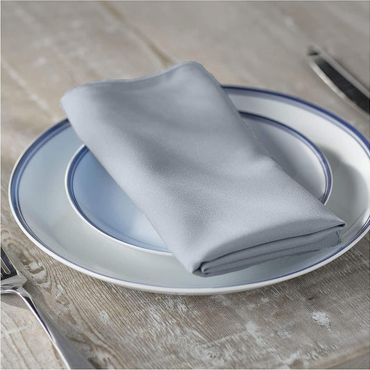 LA Linen 10-Pack Poly Poplin Napkin, Soft Cloth Napkins, Washable Reusable Napkins, Stain and Wrinkle Resistance Table Napkins for Dinner, Wedding, Parties, 17 by 17-Inch, Gray Light