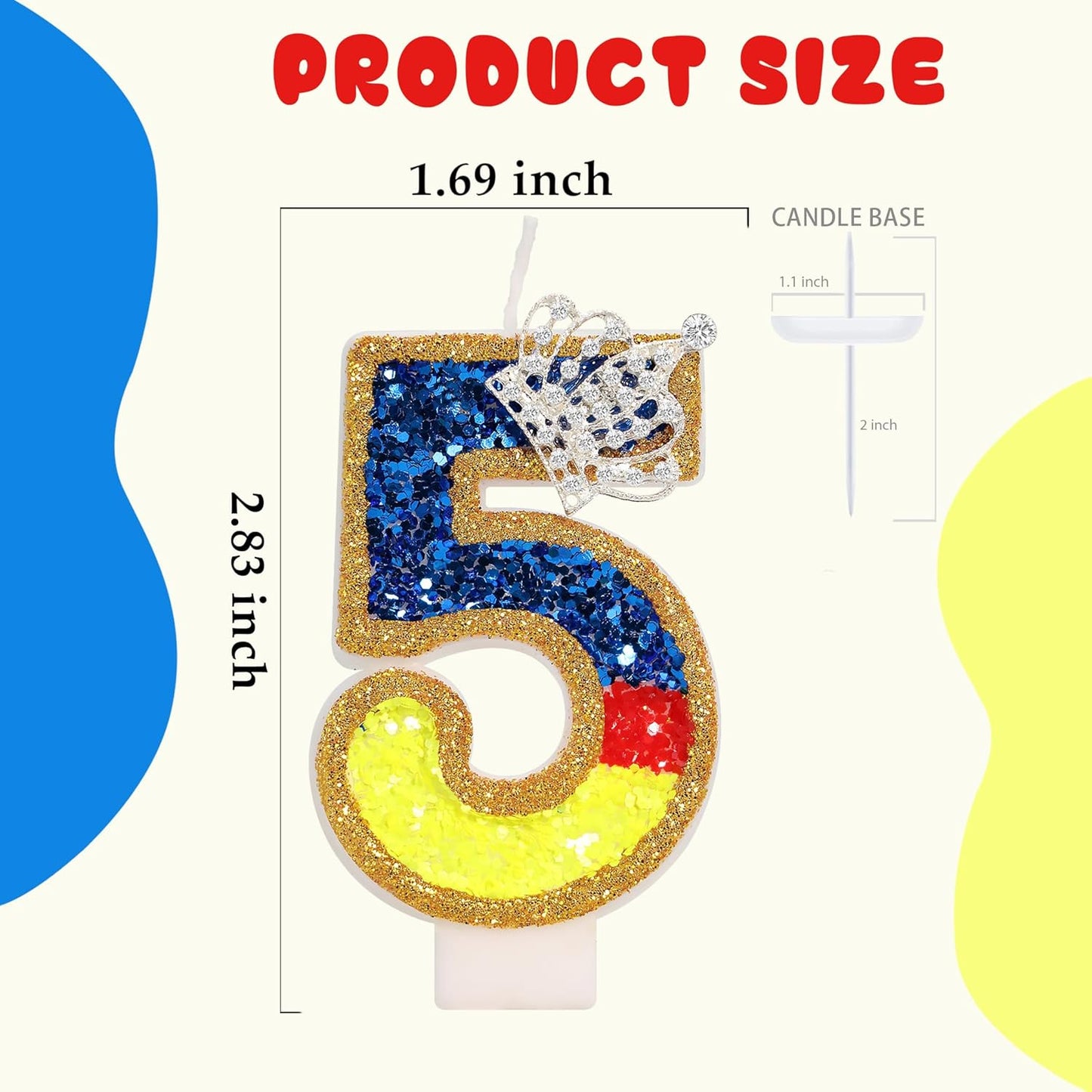 Birthday Candle for Cake, Princess Number Cake Candles, 2.76 inch Cake Topper Decoration for Birthday Party (Number 5)