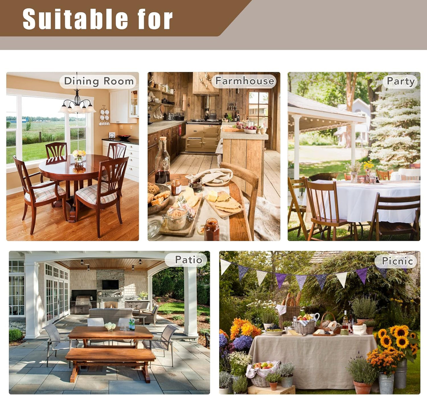 Fitable Faux Linen Tablecloths 2 Pack, Faux Burlap Fabric Table Clothes for Rectangle Tables, Rustic Table Covers for Kitchen Dining, Party, Farmhouse (Nature, 54 x 78 Inch)
