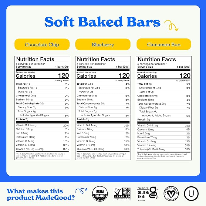 MadeGood Mornings Soft-Baked Oat Bars Variety Pack (30 count)