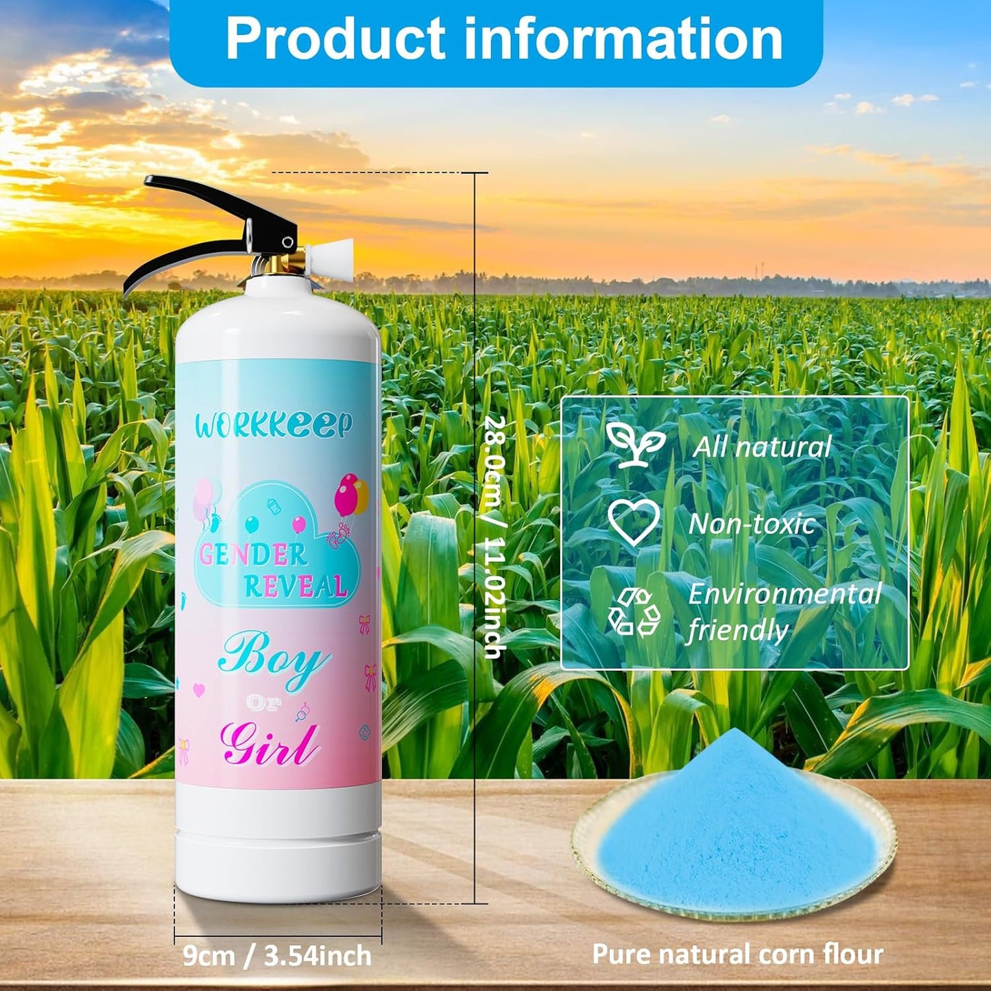 Giant Gender Reveal Fire Extinguisher Color Blasters: 2 Pcs Blue Blaster Only for Baby Boy with Blue Smoke suitable Gender Reveal Party Decorations - Blasts 20+ Feet (Blue)