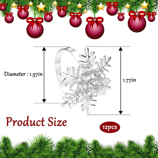 Legigo 6 Pcs Christmas Napkin Rings- Sliver Diamond Snowflake Napkin Holder Rings Dinner Tables Rings for Xmas Winter Holiday Place Setting, Dinner Parties, Weddings, Family Gatherings