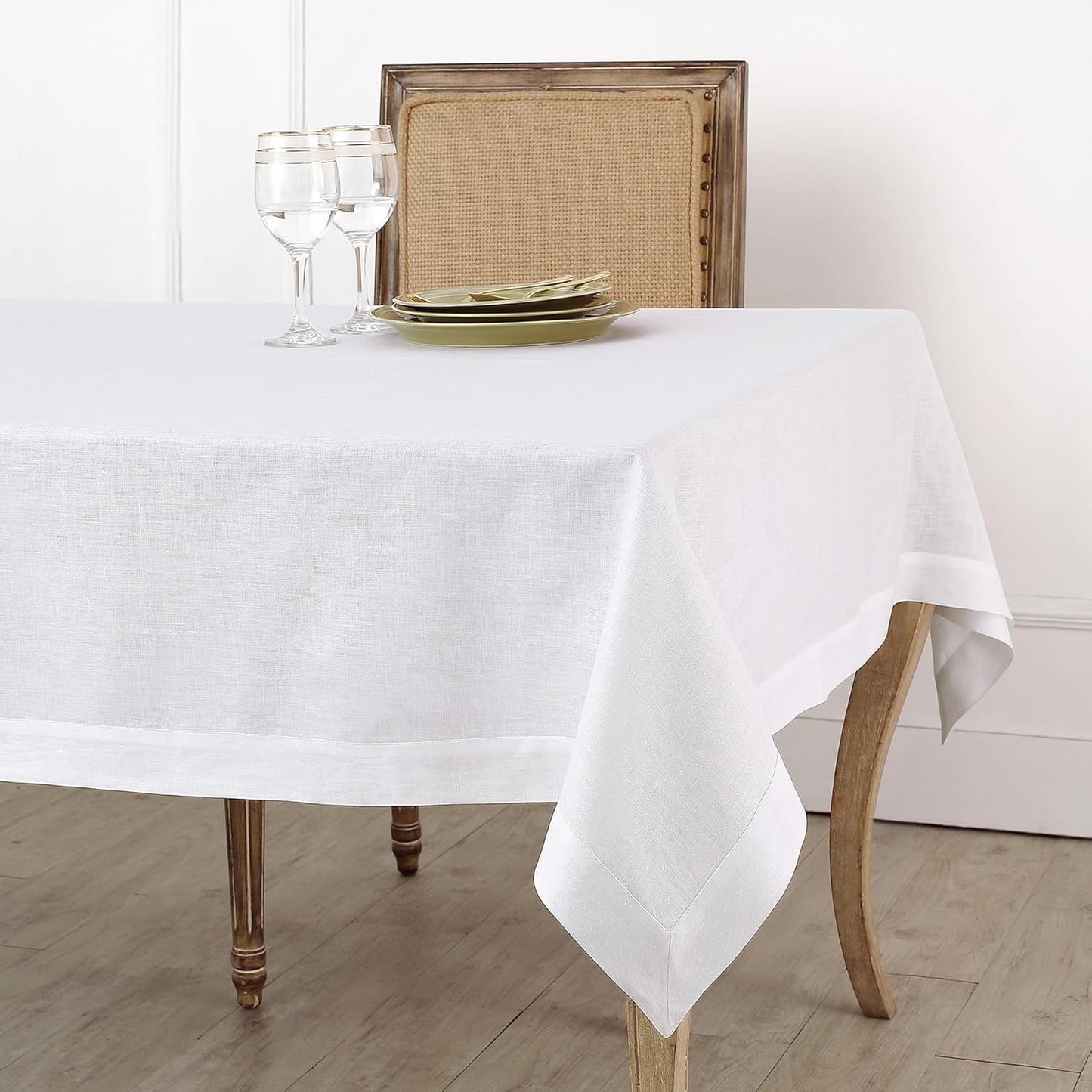 Solino Home White Linen Tablecloth 60 x 120 Inch - 100% Pure Linen Table Cloth for Rectangle Tables - Fete, Machine Washable Tablecloth for Fall, Autumn, Halloween, Thanksgiving, Christmas, Holiday