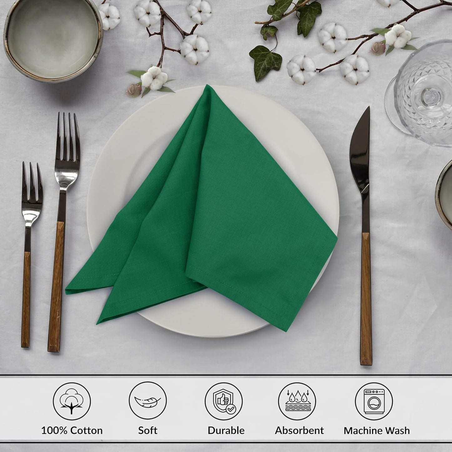 Ruvanti Cloth Napkins Set of 6, 18x18 Inches, 100% Cotton, Washable, Soft & Absorbent, Perfect for Wedding, Christmas, ‎Thanksgiving Dinners - Amazon