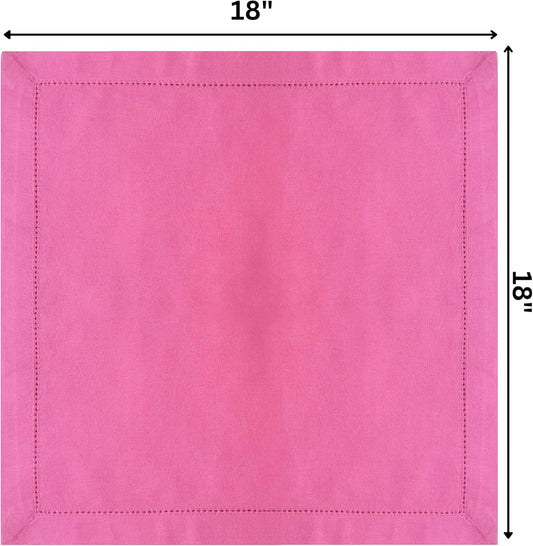 Bedding Craft Cotton Cloth Napkins Set of 12 – 18x18 Wild Orchid Design Hemstitched – Machine Washable Dinner Napkins for Weddings, Thanksgiving, Christmas & Daily Dining