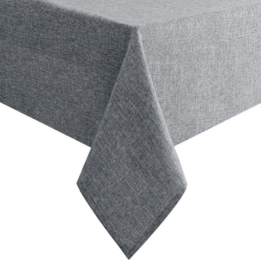 Hiasan Faux Linen Square Tablecloth - Wrinkle and Stain Resistant Washable Table Cloth for Kitchen Dining Room Holiday Table Cover for Party Dinner, Grey, 60 x 60 Inch