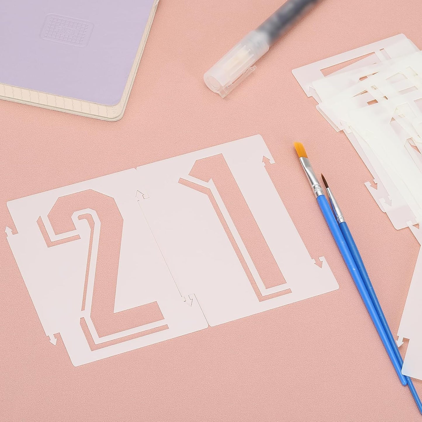 PATIKIL 20Pcs 4 Inch Large Number Stencils, 0-9 Address Number Stencil, Reusable Plastic Digital Templates for Crafts Drawing Wood Templates White