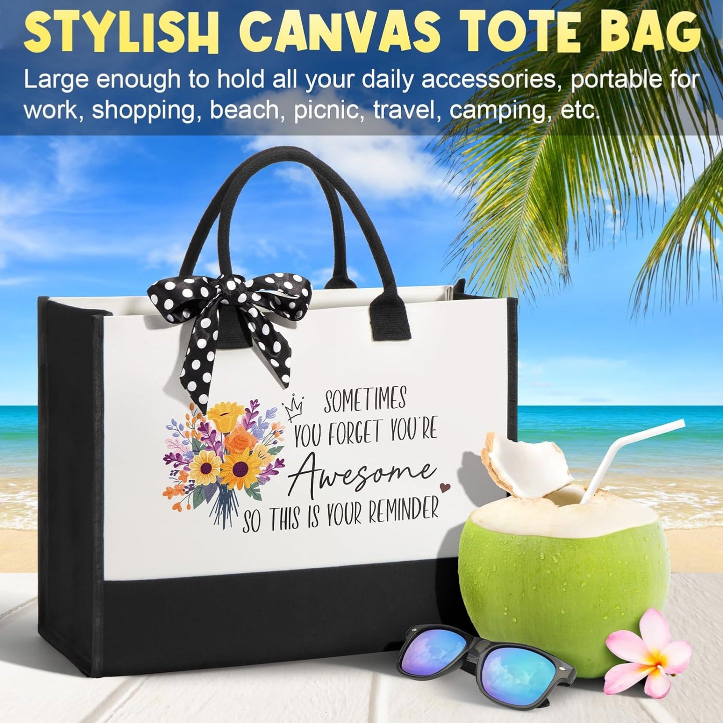 Birthday Gifts for Women Friendship, Inspirational Self Care Gifts Basket for Women Thank You Gift, Unique Mothers Day Gift for Mom Her Best Friend Sister Coworker Nurse Teacher w/ Canvas Tote Bag