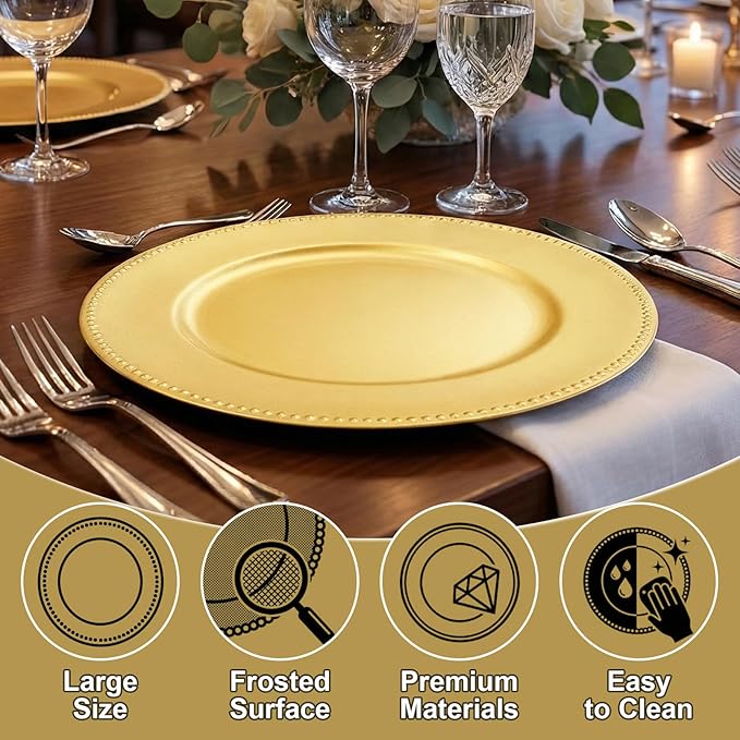 12 pcs Gold Charger Plates