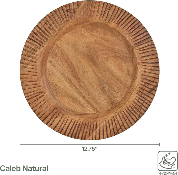 Fitz and Floyd Caleb Acacia Wood Chargers Plates, Set of 2