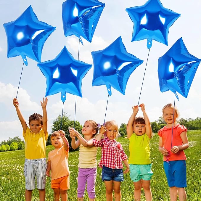 20 Pcs Star Balloons,18 Inch Blue Star Foil Balloons,Stars Shaped Balloon Mylar Helium Balloon for Birthday Party Anniversary Wedding Baby Shower Decorations (Blue)