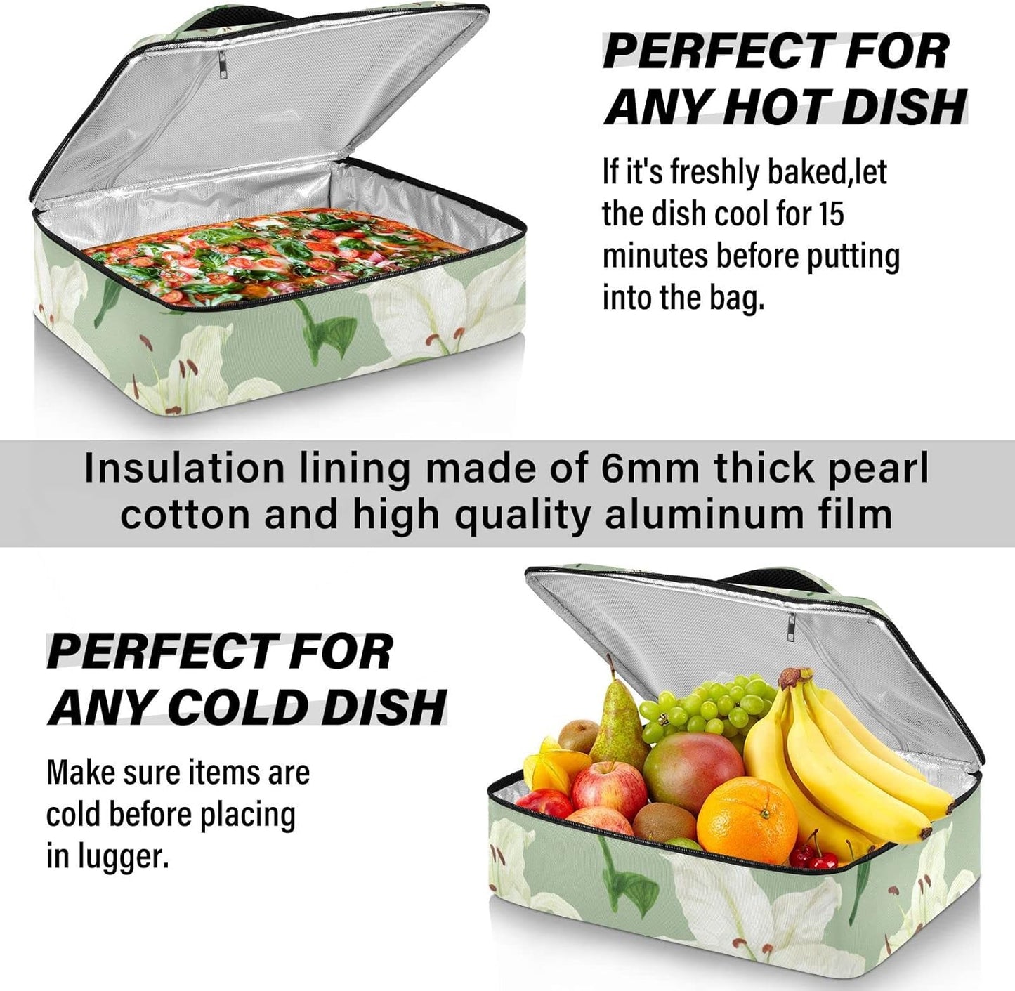 Casserole Carriers for Hot or Cold Food Reusable Casserole Dish Carrier Insulated Thermal Large Capacity Durable Perfect for Party Camping Family Gatherings Yellow Fish