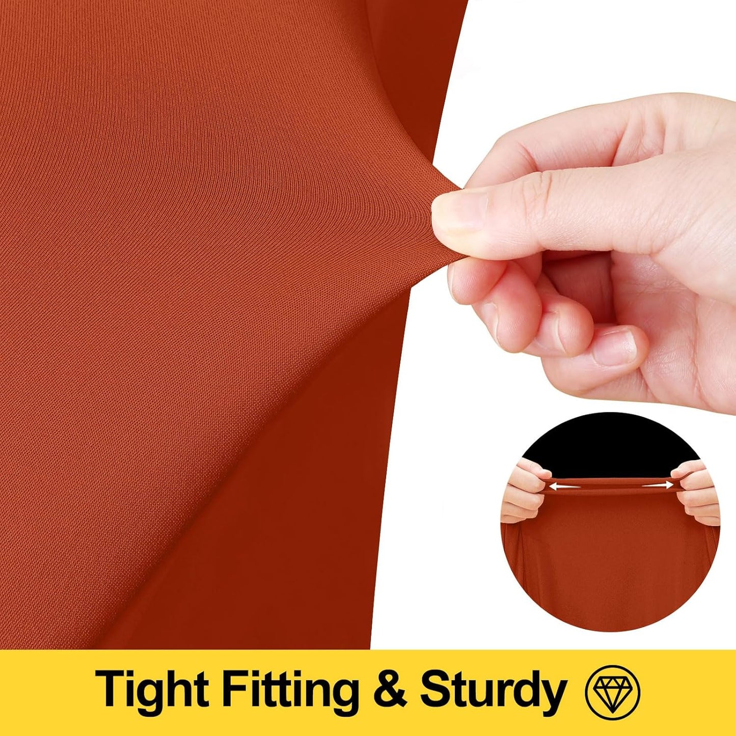 Smiry Spandex Tablecloth, Elastic Fitted Stretch Tablecloth for 8FT Rectangle Tables, Waterproof Washable Table Cover Skirt for Outdoor, Wedding, Banquet & Parties (Rust, 96Lx30Wx30H Inch)